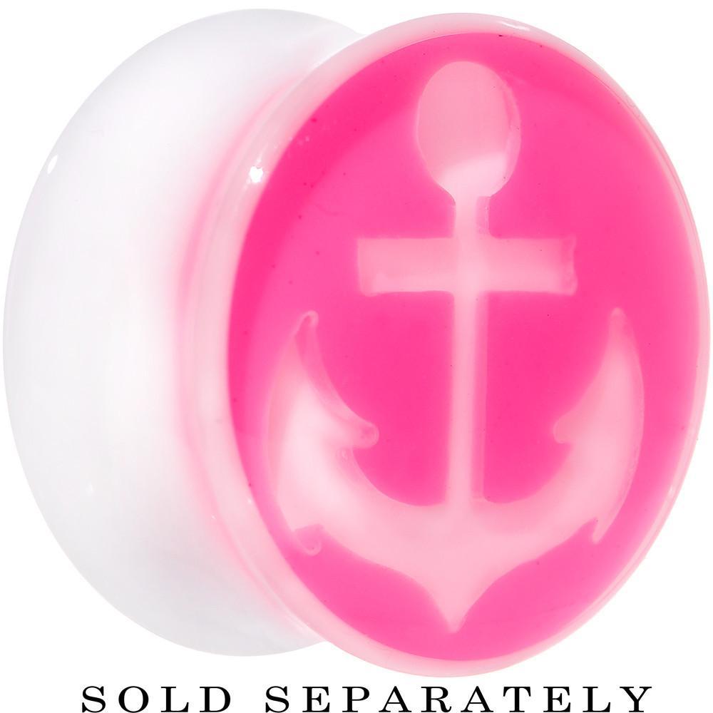 White Pink Acrylic Set Sail Nautical Anchor Saddle Plug Available in Sizes 6mm to 20mm