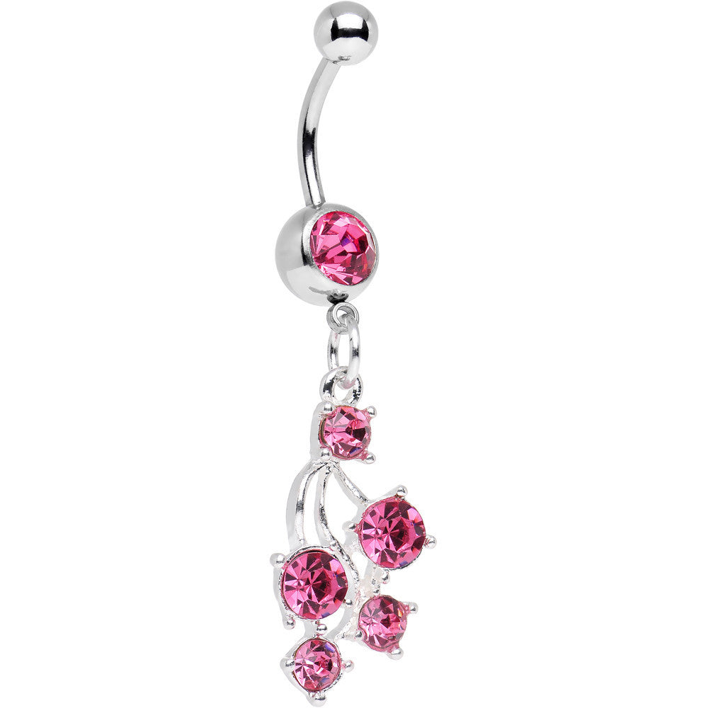 Pink Gem Glamorous Cluster of Grapes Dangle Belly Ring