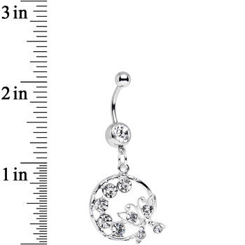 Clear Gem Wreath and Butterfly Dangle Belly Ring