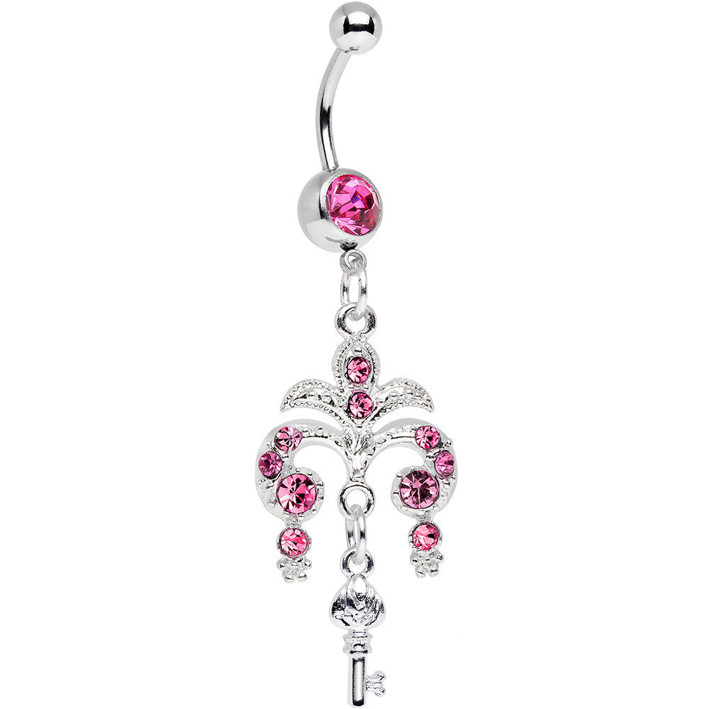 Pink Gem Foliage Fountain Glamour Key Dangle Belly Ring