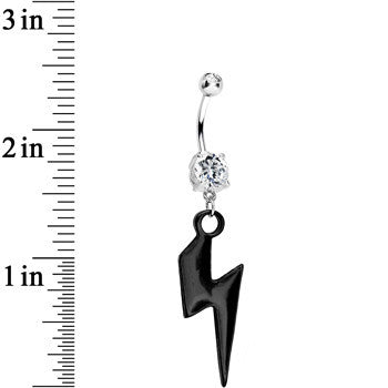 Clear Gem Dynamite Black Lightning Bolt Dangle Belly Ring