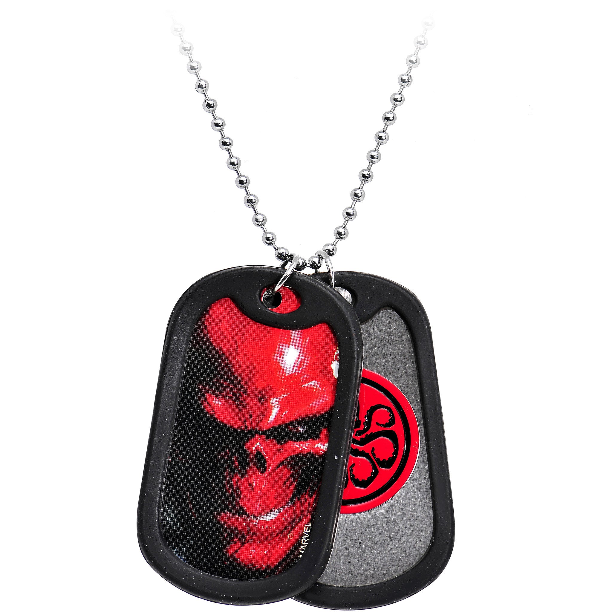 Licensed Steel Marvel Red Skull and Hydra Double Dog Tag Necklace