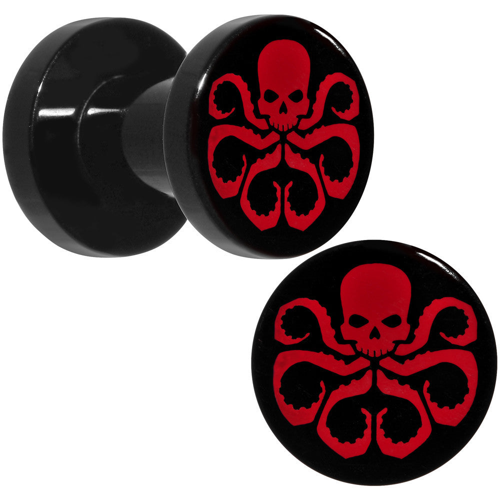 4 Gauge Black Acrylic Licensed Hydra Logo Screw Fit Plug Set