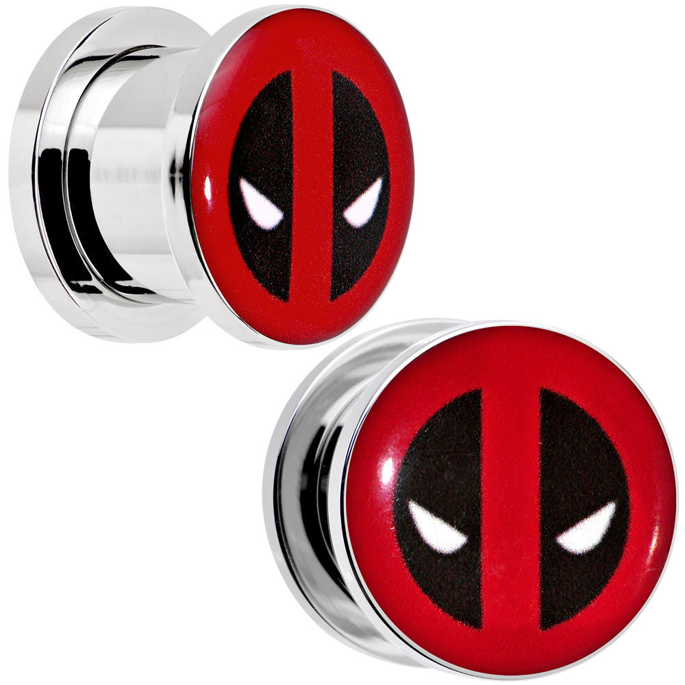 1/2 Stainless Steel Licensed Deadpool Logo Screw Fit Plug Set