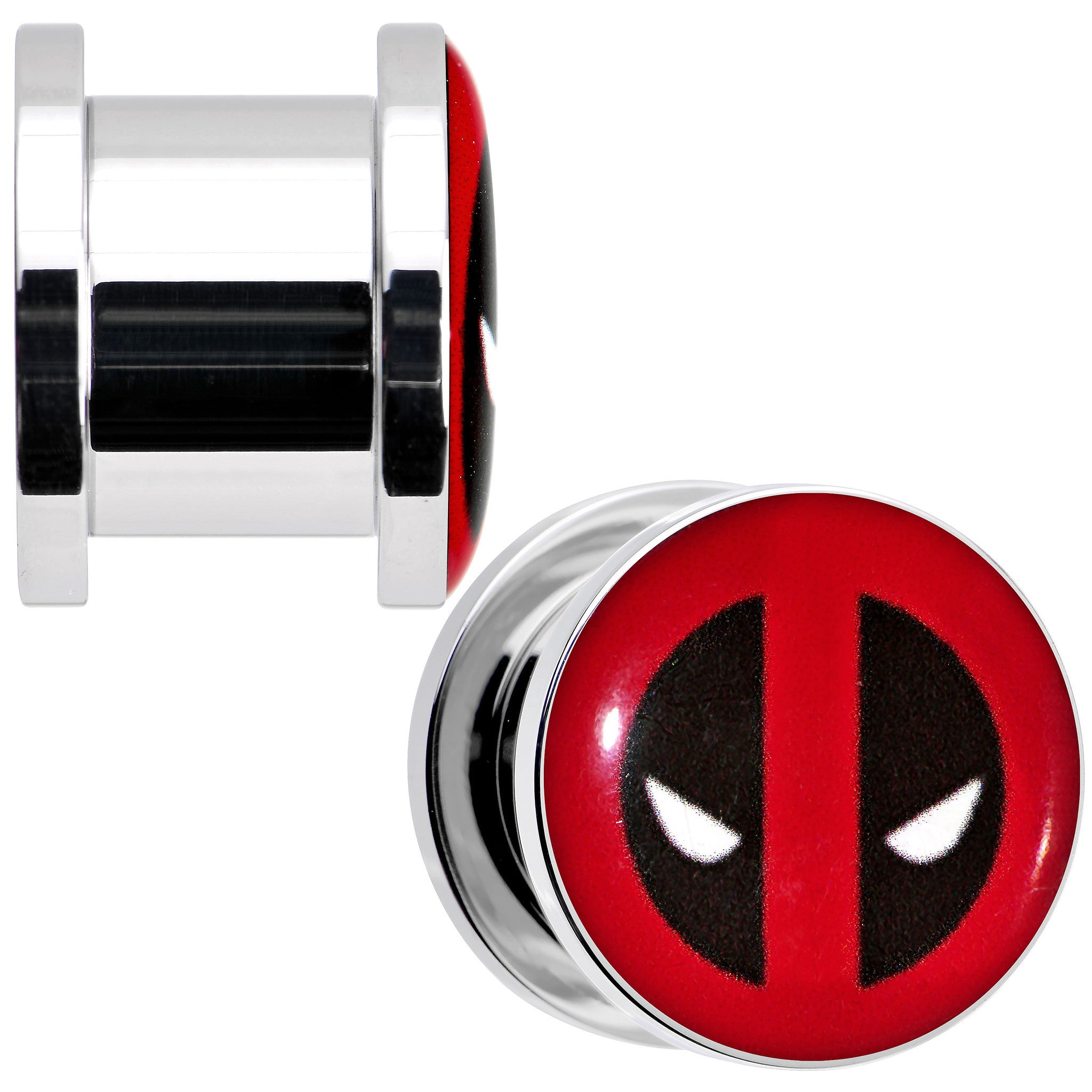 1/2 Stainless Steel Licensed Deadpool Logo Screw Fit Plug Set