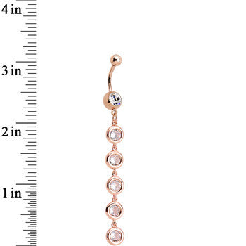 Clear CZ Gold Plated Skinny Line Drop Dangle Belly Ring