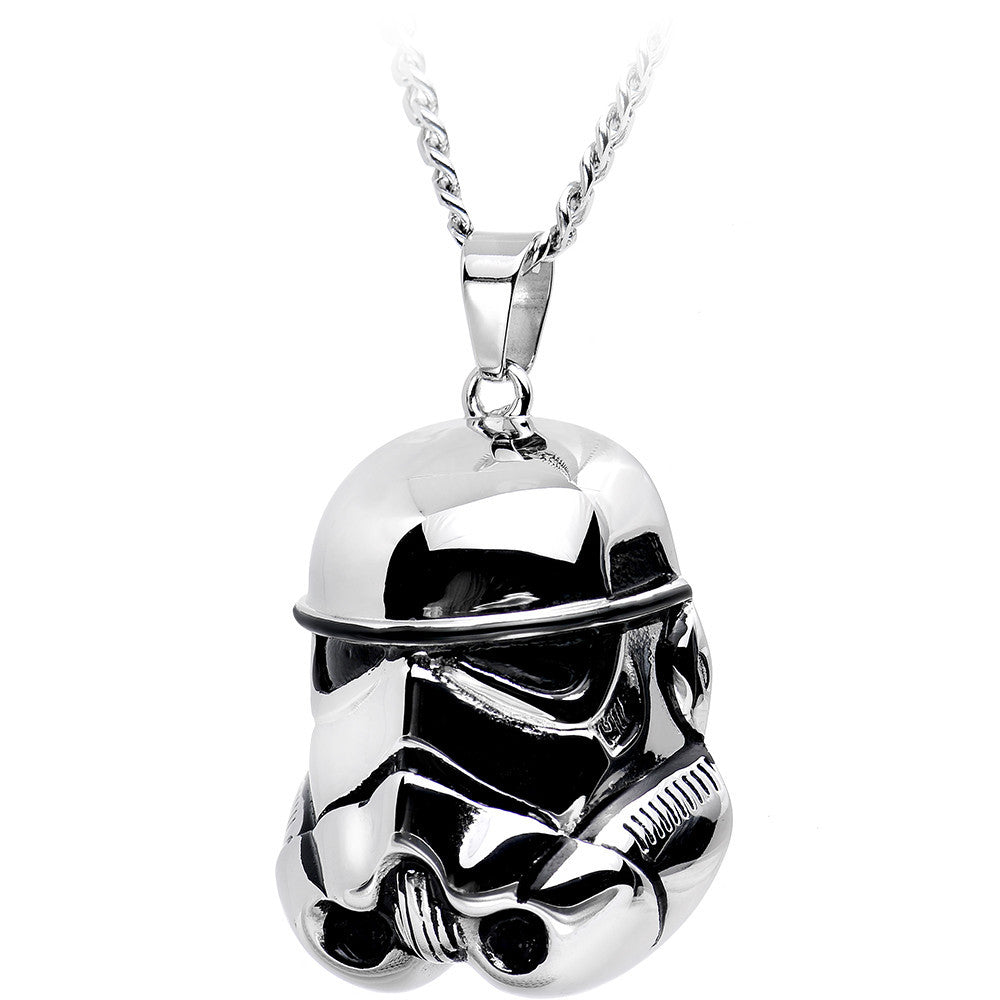 Licensed Steel Star Wars 3D Stormtrooper Pendant Necklace