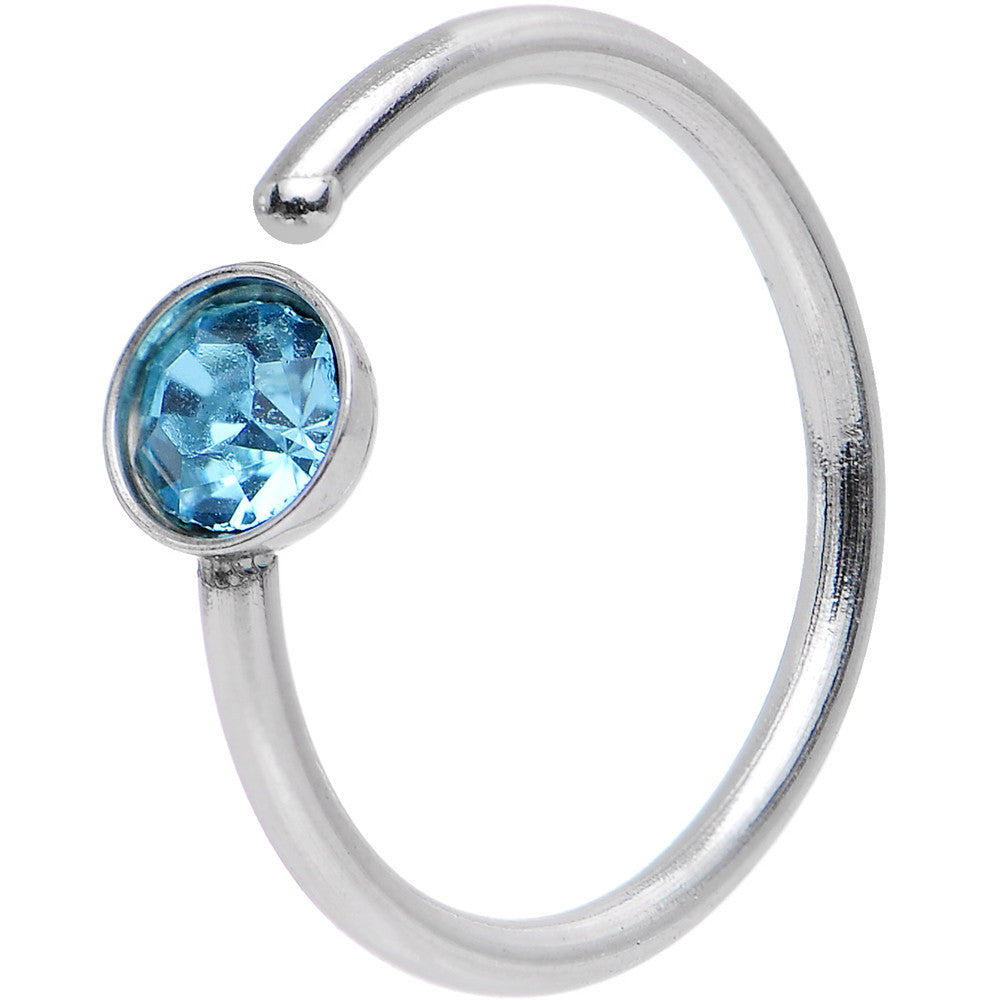 20 Gauge 5/16 Stainless Steel Bright Aqua Gem Round Nose Hoop