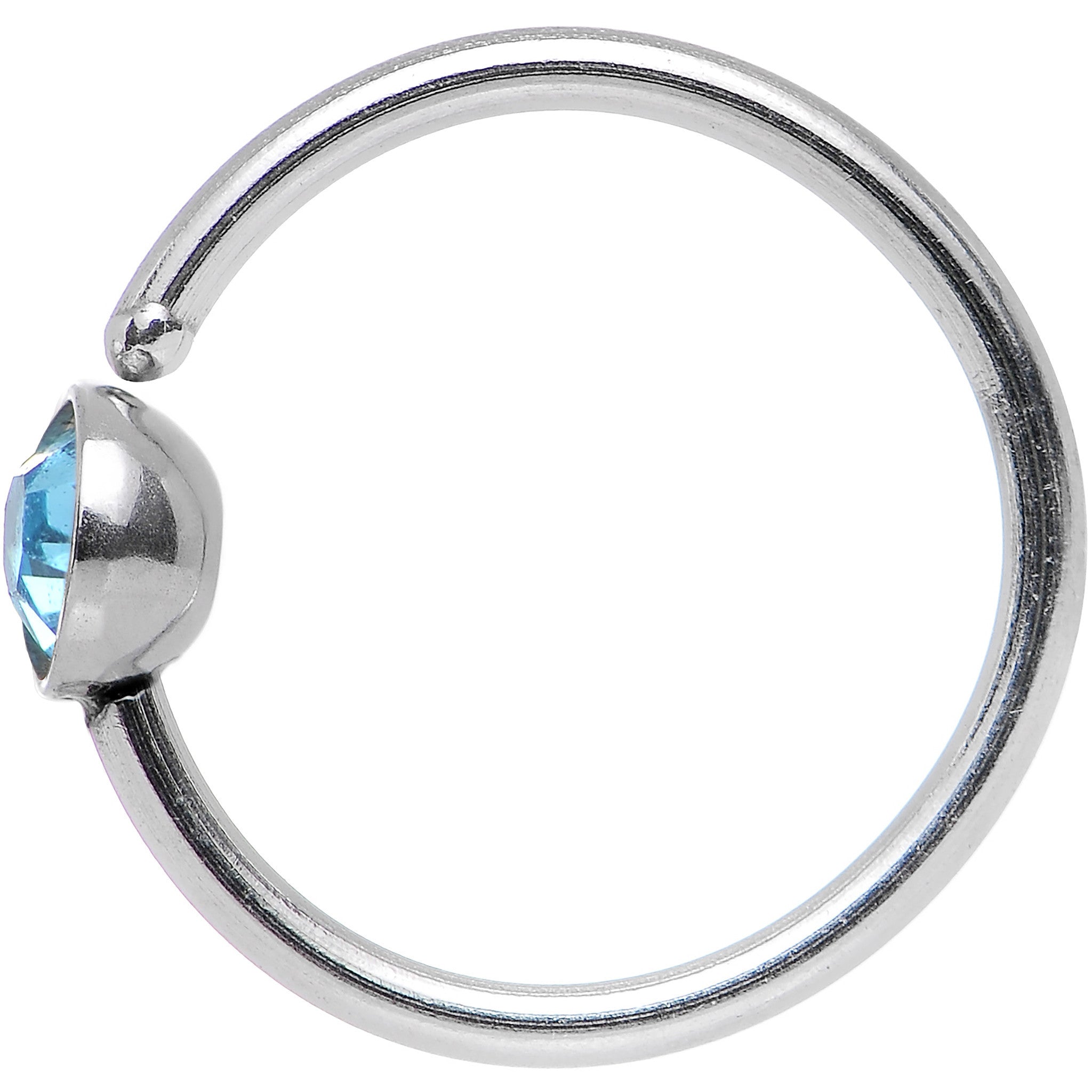 20 Gauge 5/16 Stainless Steel Bright Aqua Gem Round Nose Hoop