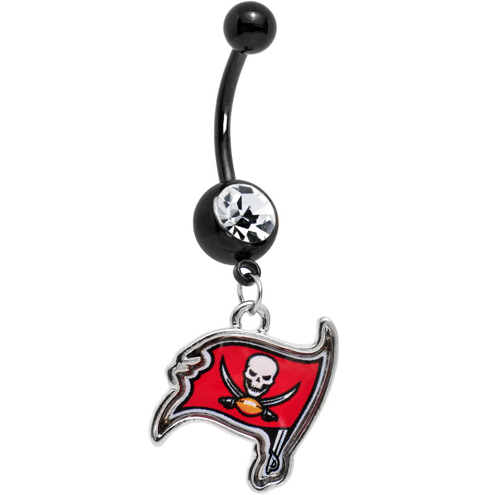 Officially Licensed NFL Clear Tampa Bay Buccaneers Dangle Belly Ring