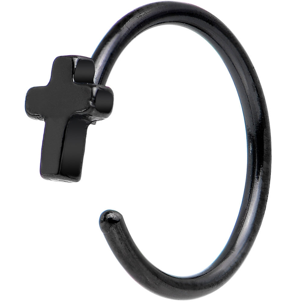 20 Gauge 5/16 Black IP Stainless Steel August Cross Nose Hoop