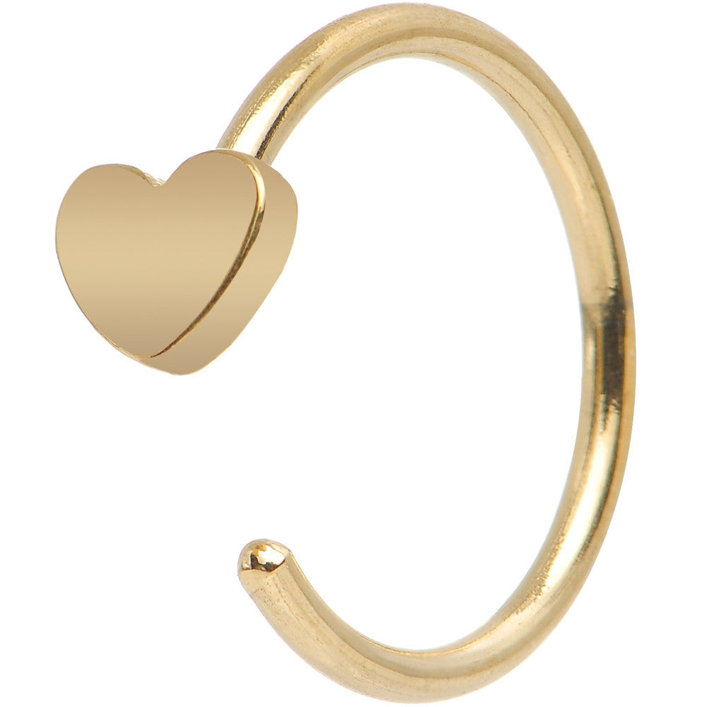 20 Gauge 5/16 Gold IP Stainless Steel Darling Heart Nose Hoop