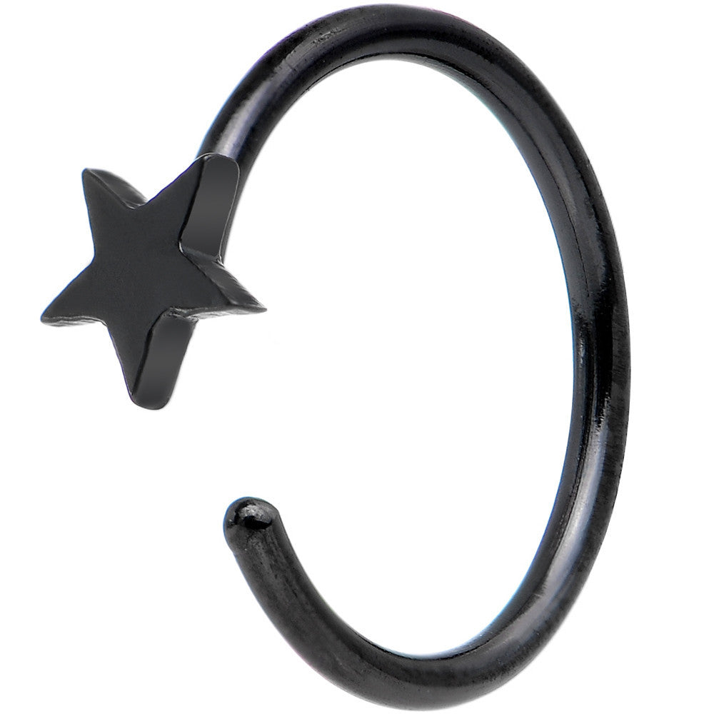 20 Gauge 5/16 Black IP Stainless Steel Evening Star Nose Hoop