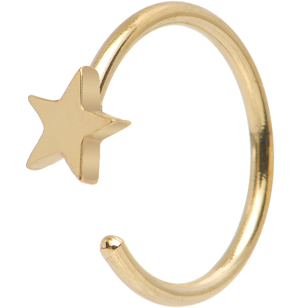 20 Gauge 5/16 Gold IP Stainless Steel Evening Star Nose Hoop