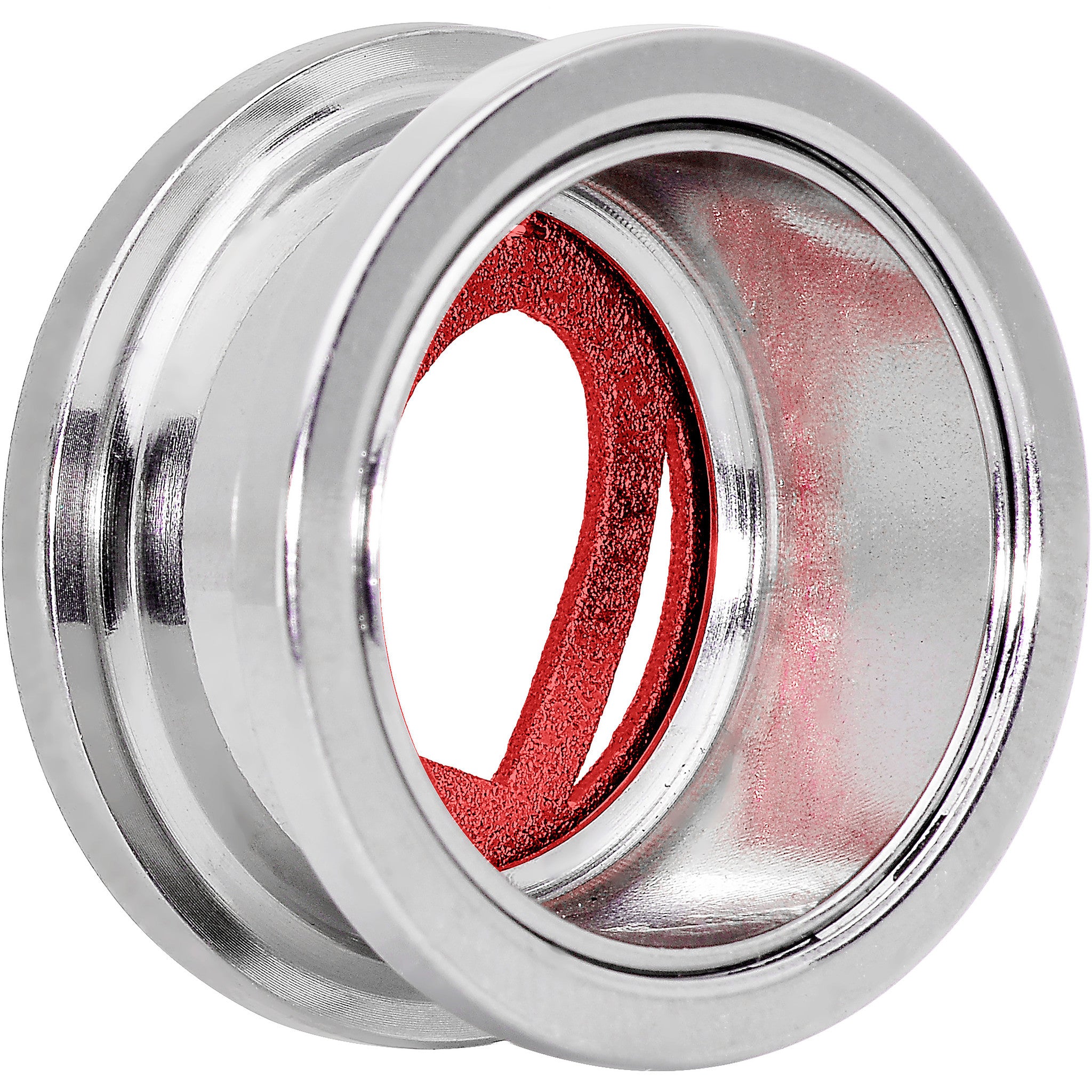 18mm Stainless Steel Clear Gem Red Heart Tunnel Plug