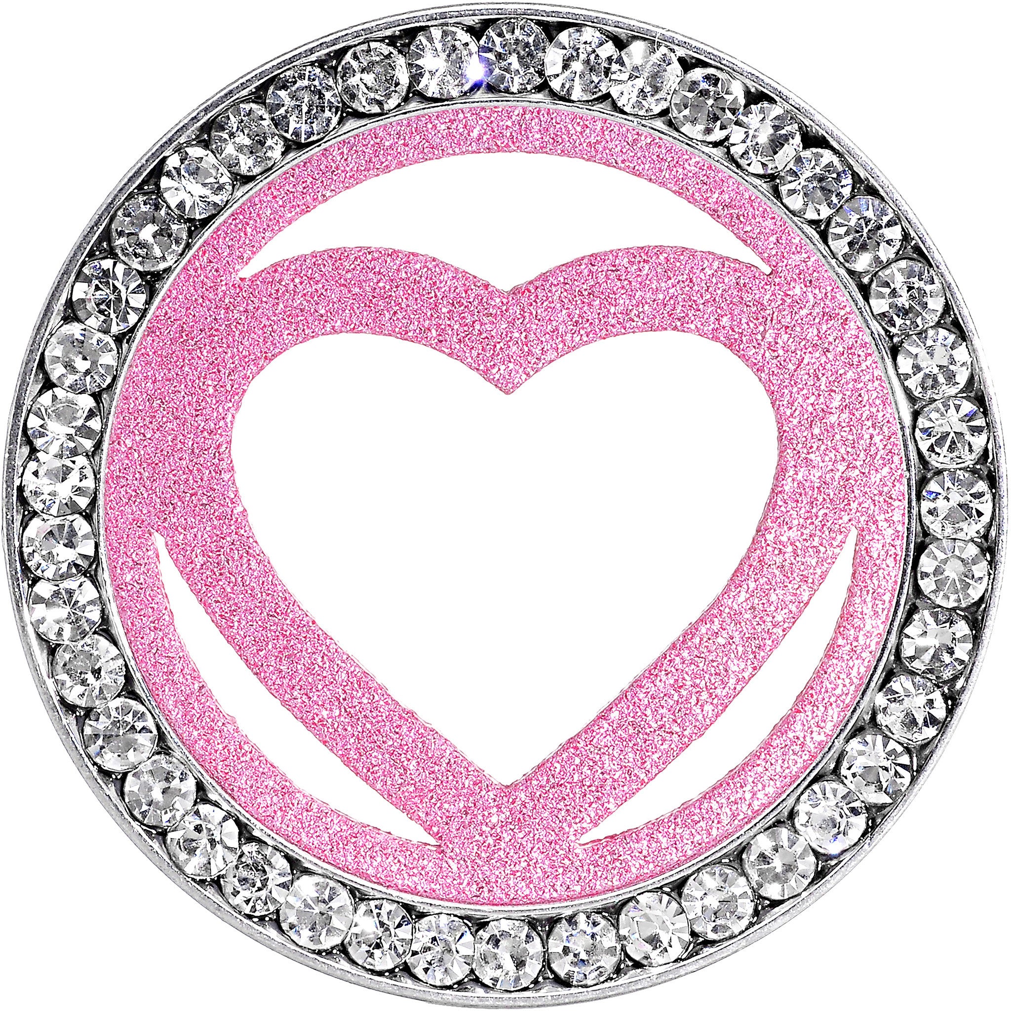 7/8 Stainless Steel Clear Gem Pink Heart Tunnel Plug