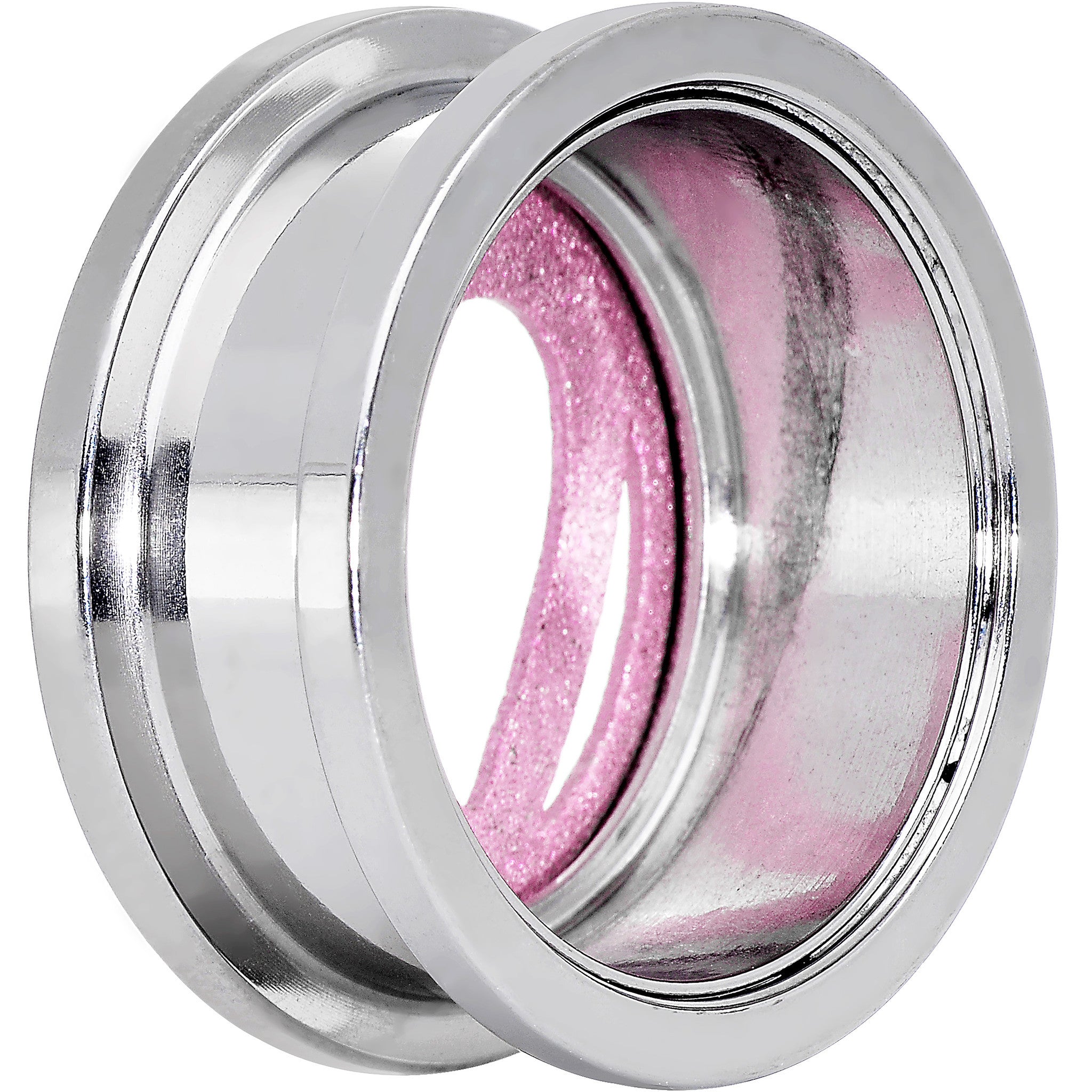 7/8 Stainless Steel Clear Gem Pink Heart Tunnel Plug