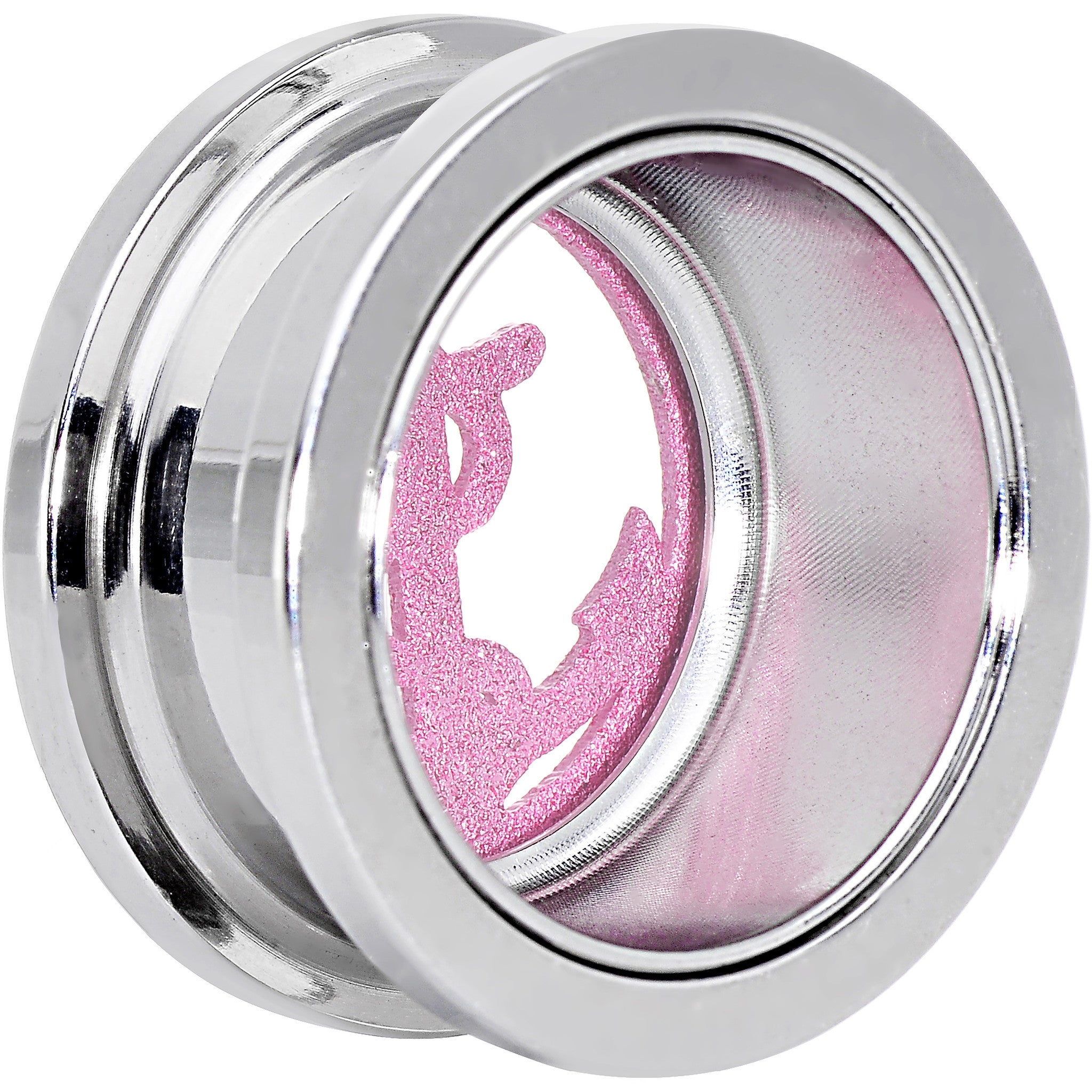 18mm Stainless Steel Clear Gem Pink Anchor Tunnel Plug