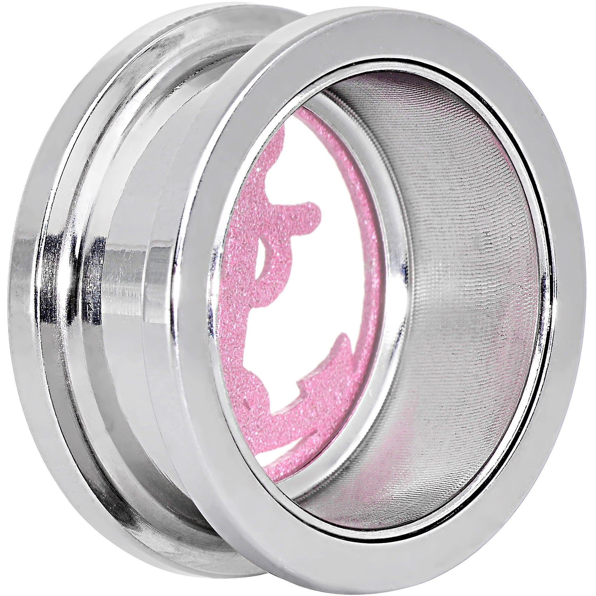 20mm Stainless Steel Clear Gem Pink Anchor Tunnel Plug