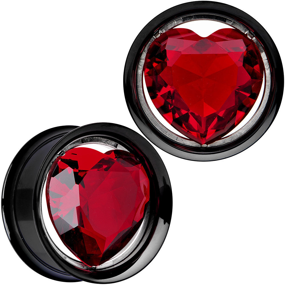 25mm Red Heart Black Anodized Titanium Internally Threaded Plug Set