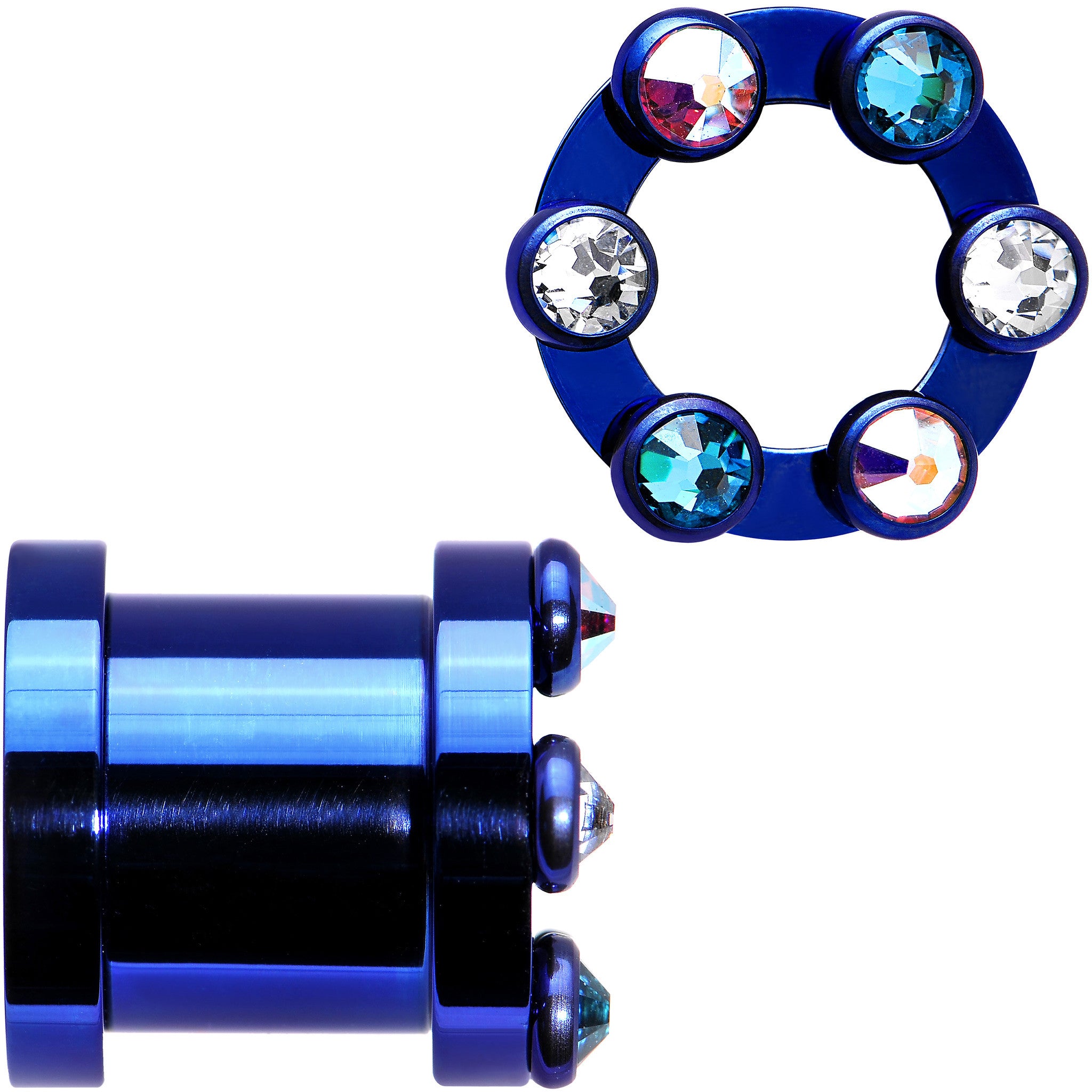 7/16 Dark Blue Titanium Tunnels with Removable Dermal Tops