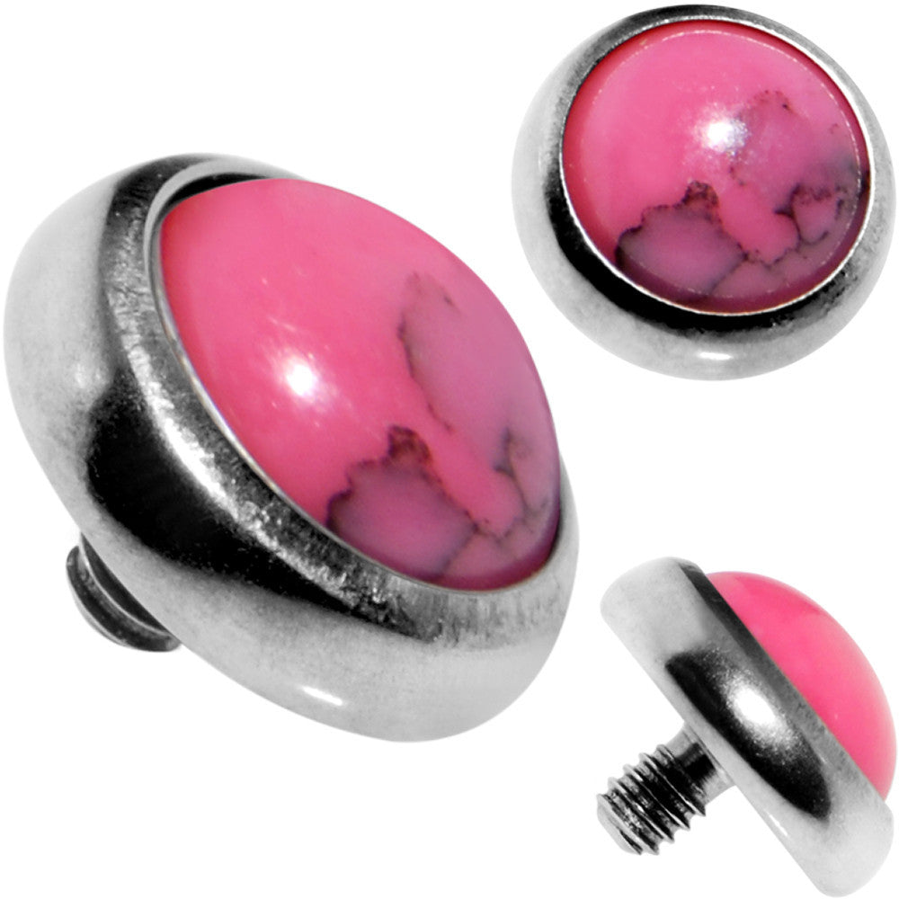 Grade 23 Titanium 5mm Semi Precious Pink Turquoise Dermal Anchor Top