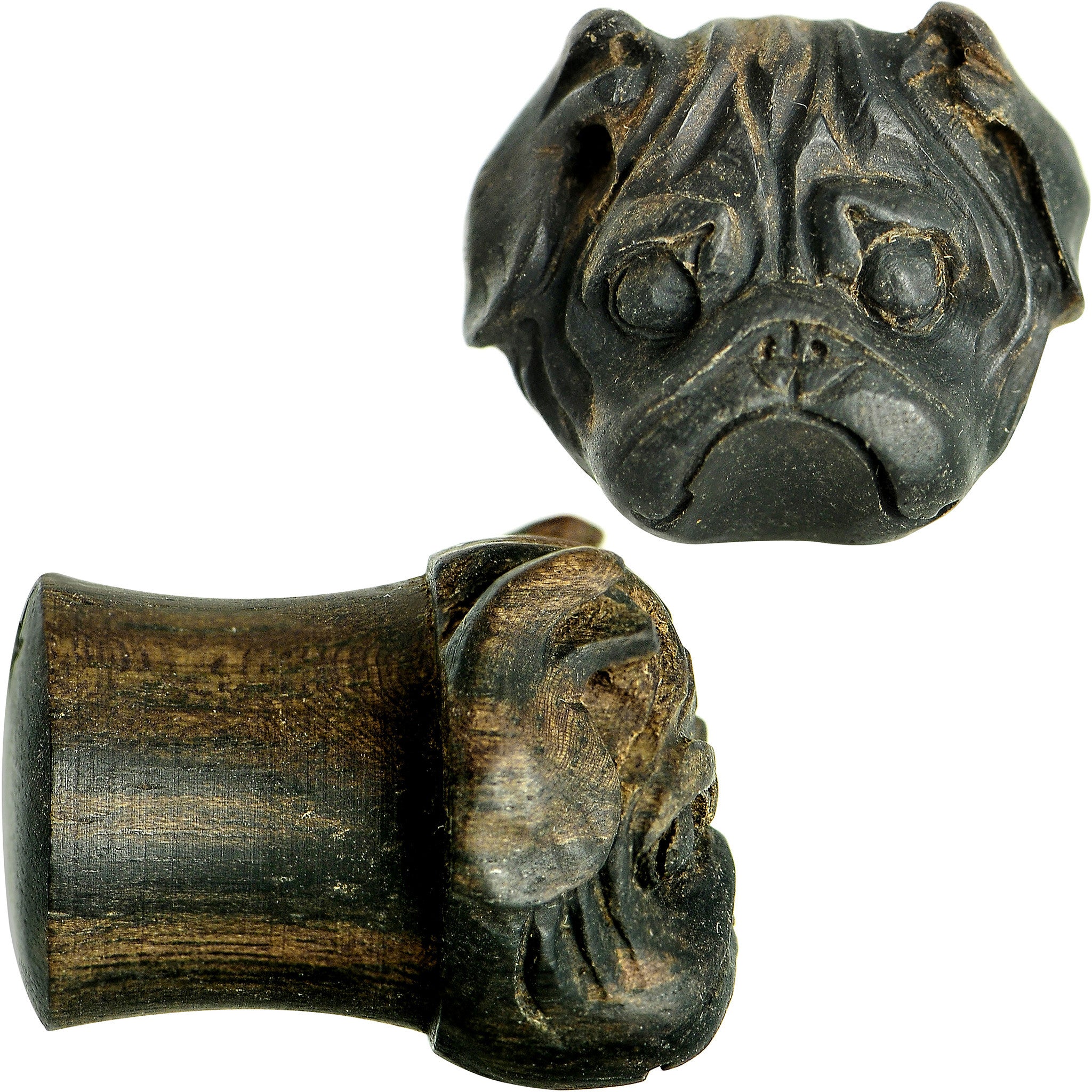 1/2 Organic Areng Wood Pug Hand Carved Plug Set