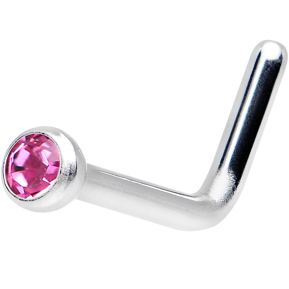 18 Gauge Rose L-Shaped Nose Ring Created with Crystals