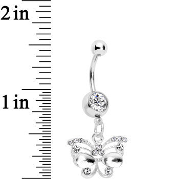 Clear Gem Butterfly Dangle Belly Ring