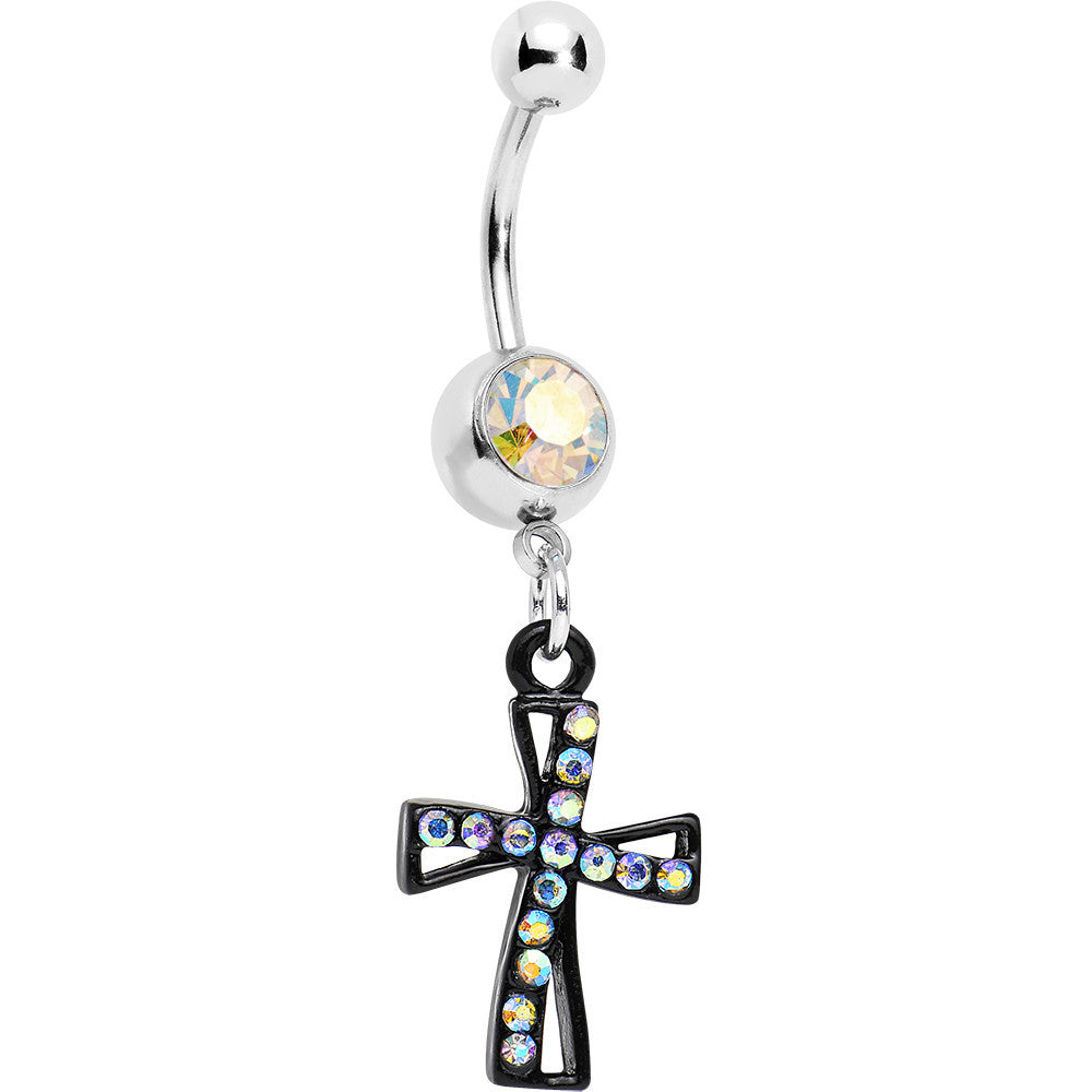 Aurora Gem Cross Dangle Belly Ring