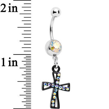 Aurora Gem Cross Dangle Belly Ring