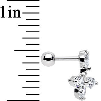 16 Gauge 1/4 Clear Cubic Zirconia Dangle Tragus Cartilage Earring