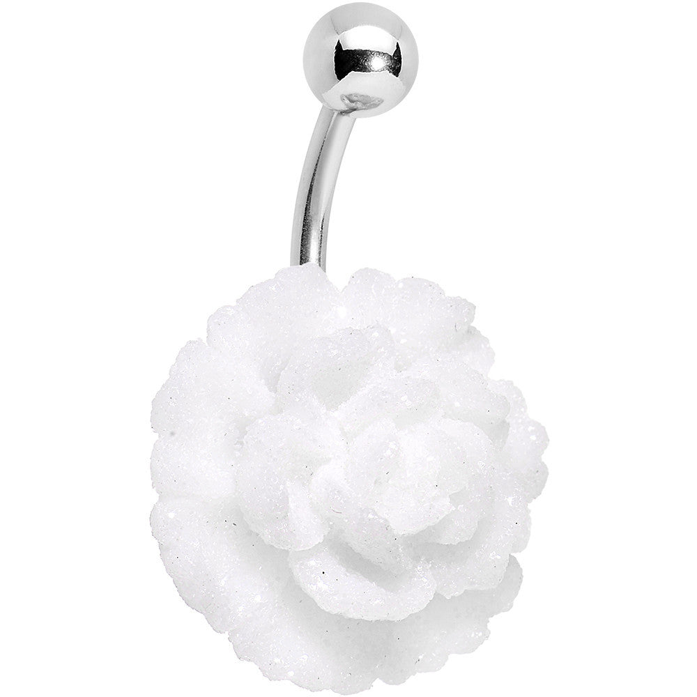 White Gerbera Flower Belly Ring