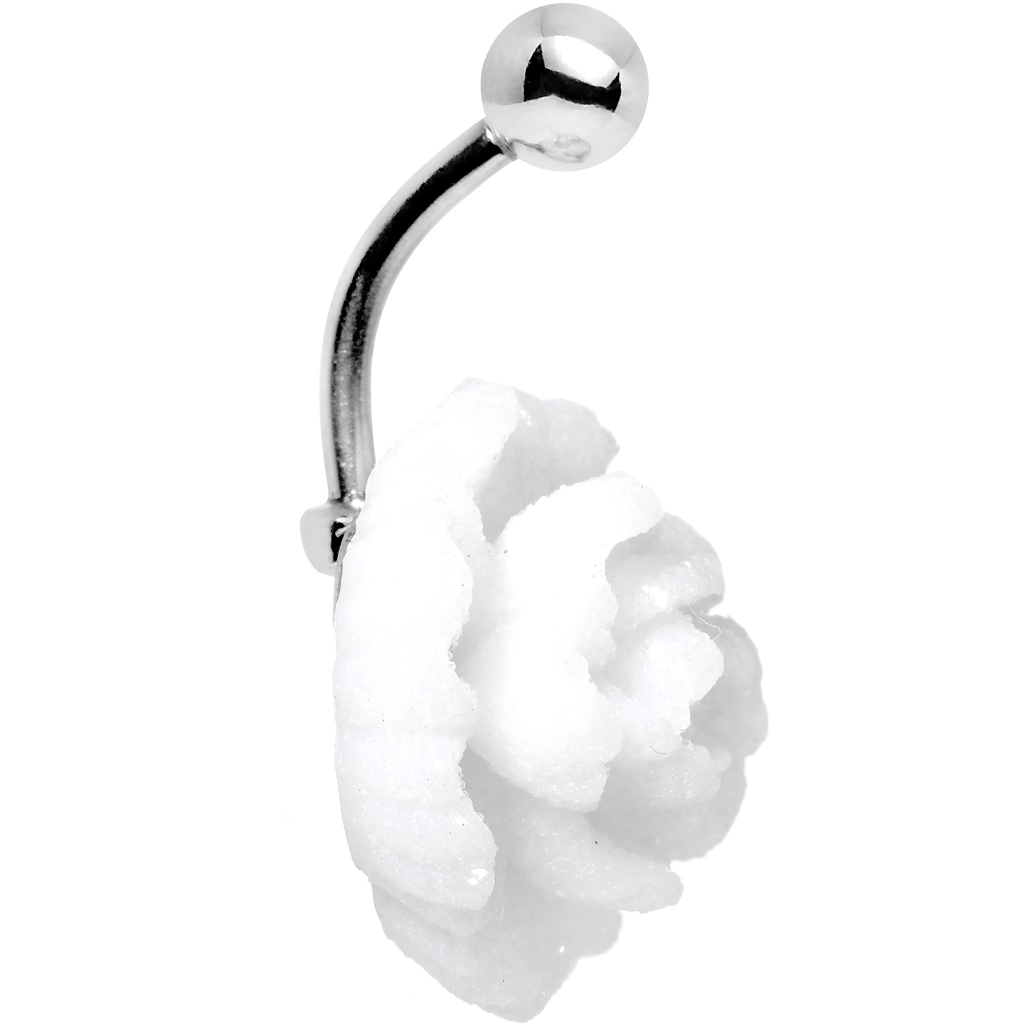 White Gerbera Flower Belly Ring