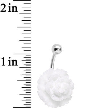 White Gerbera Flower Belly Ring