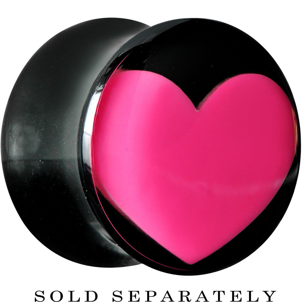 1/2 Black Acrylic Hot Pink Heart Saddle Plug