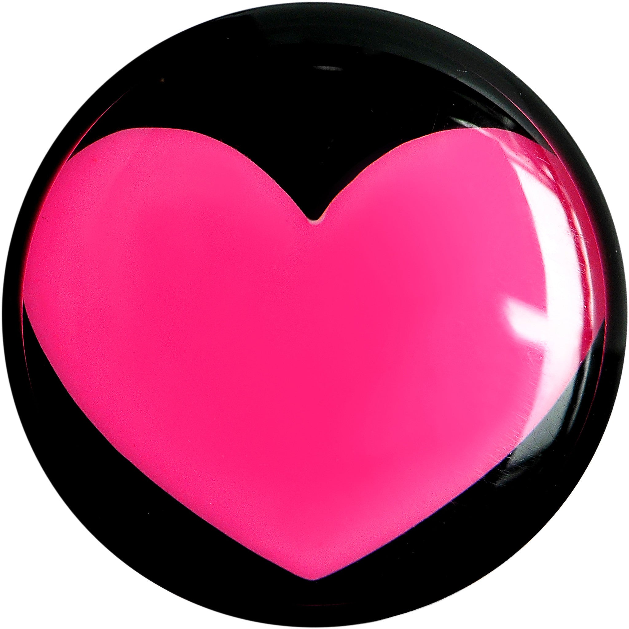 1/2 Black Acrylic Hot Pink Heart Saddle Plug