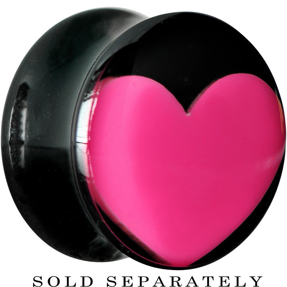 5/8 Black Acrylic Hot Pink Heart Saddle Plug