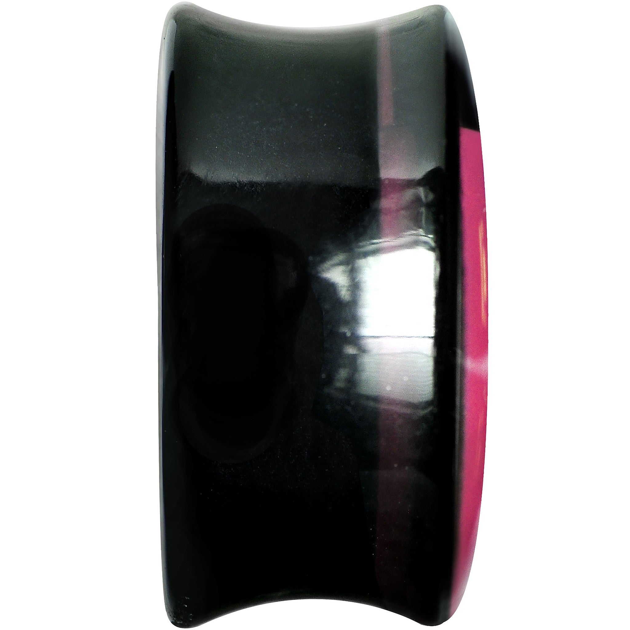 20mm Black Acrylic Hot Pink Heart Saddle Plug