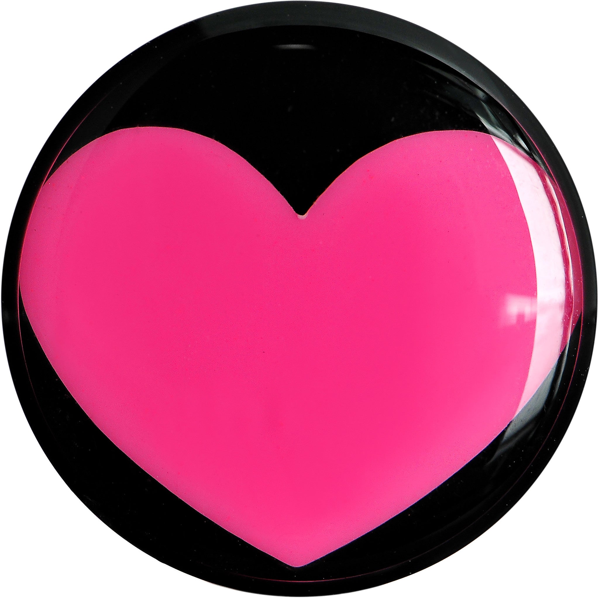 20mm Black Acrylic Hot Pink Heart Saddle Plug