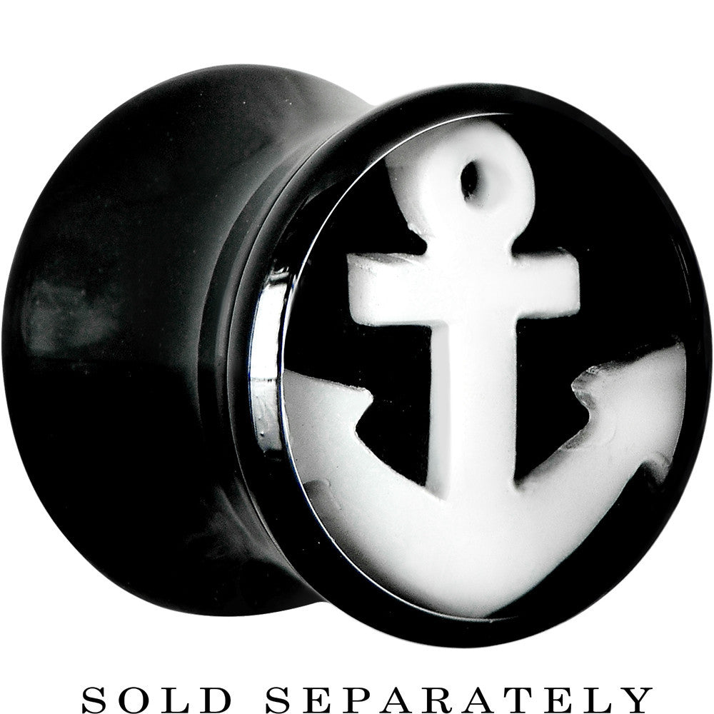 00 Gauge Black Acrylic Drop the White Anchor Saddle Plug