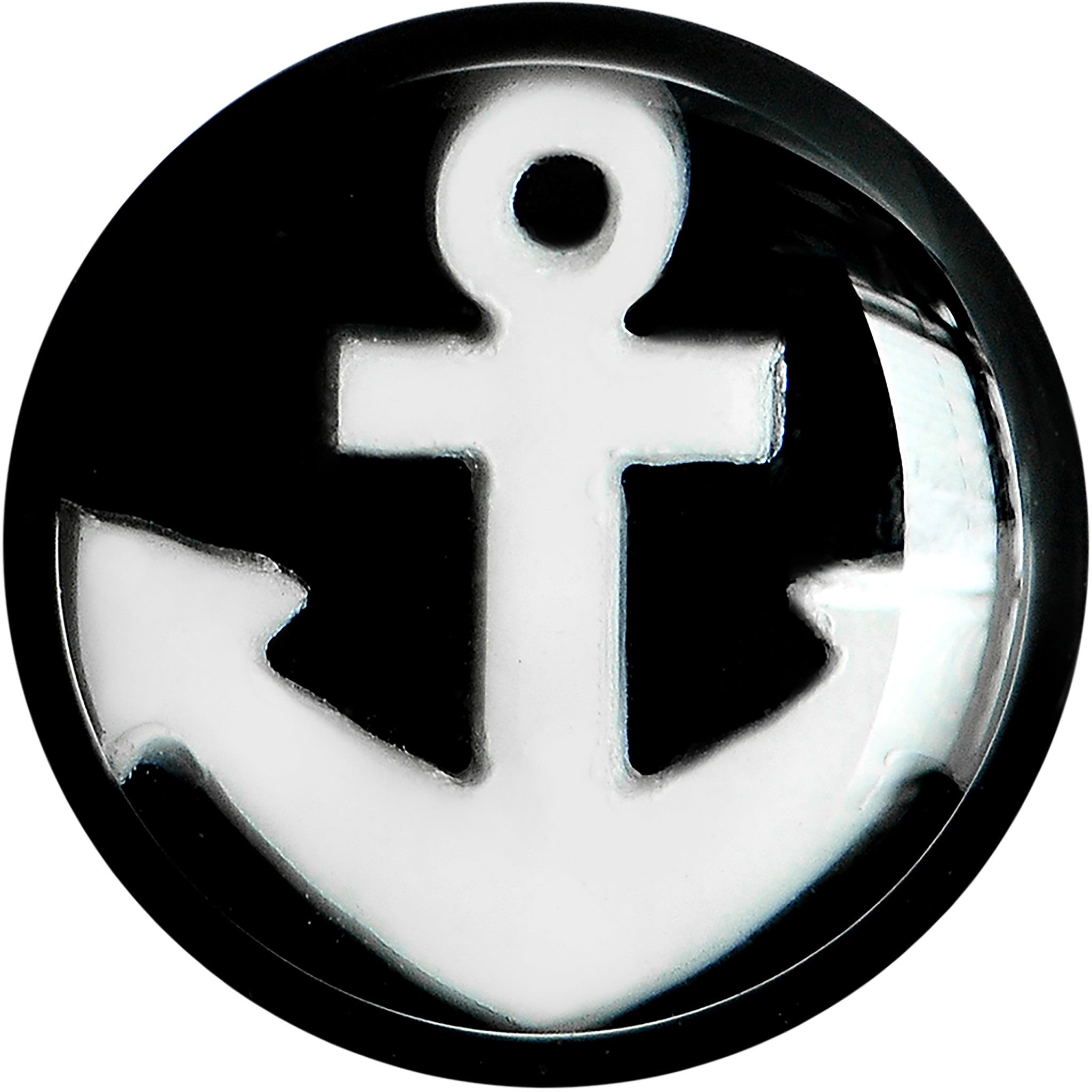 00 Gauge Black Acrylic Drop the White Anchor Saddle Plug