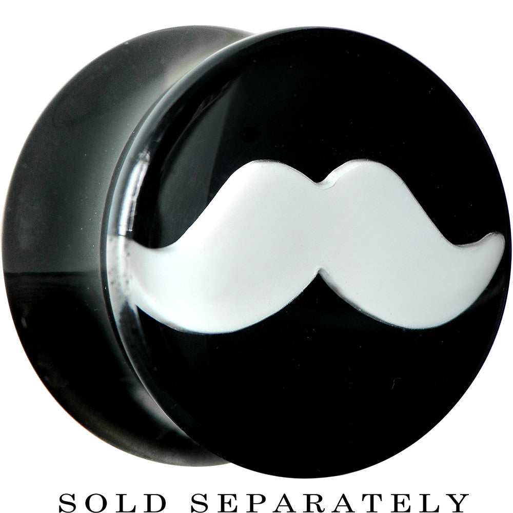 9/16 Black Acrylic White Mustache Saddle Plug