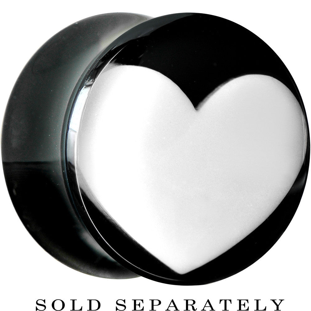 9/16 Black Acrylic White Heart Saddle Plug