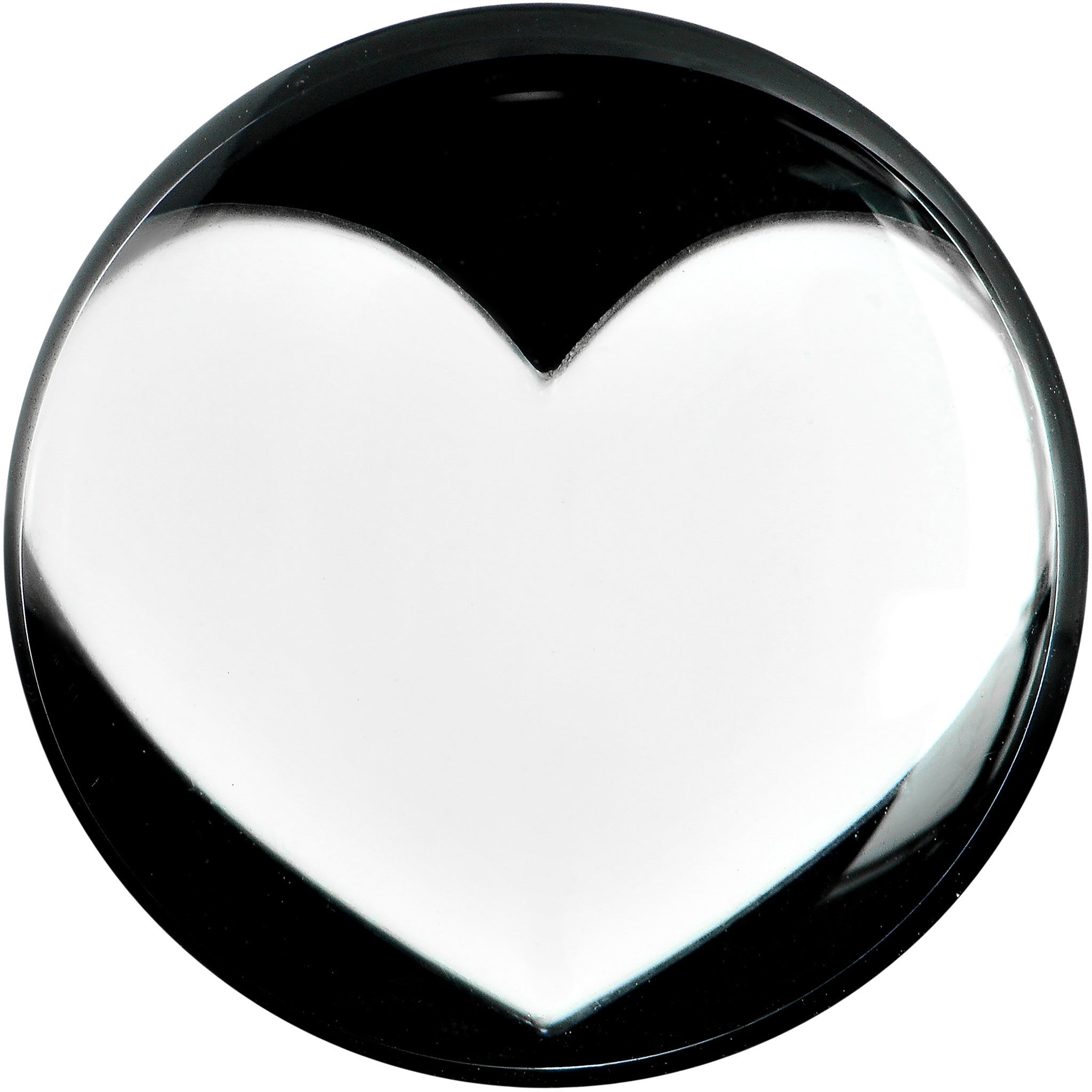 9/16 Black Acrylic White Heart Saddle Plug