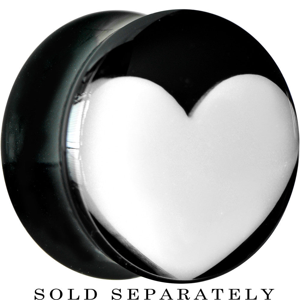 18mm Black Acrylic White Heart Saddle Plug