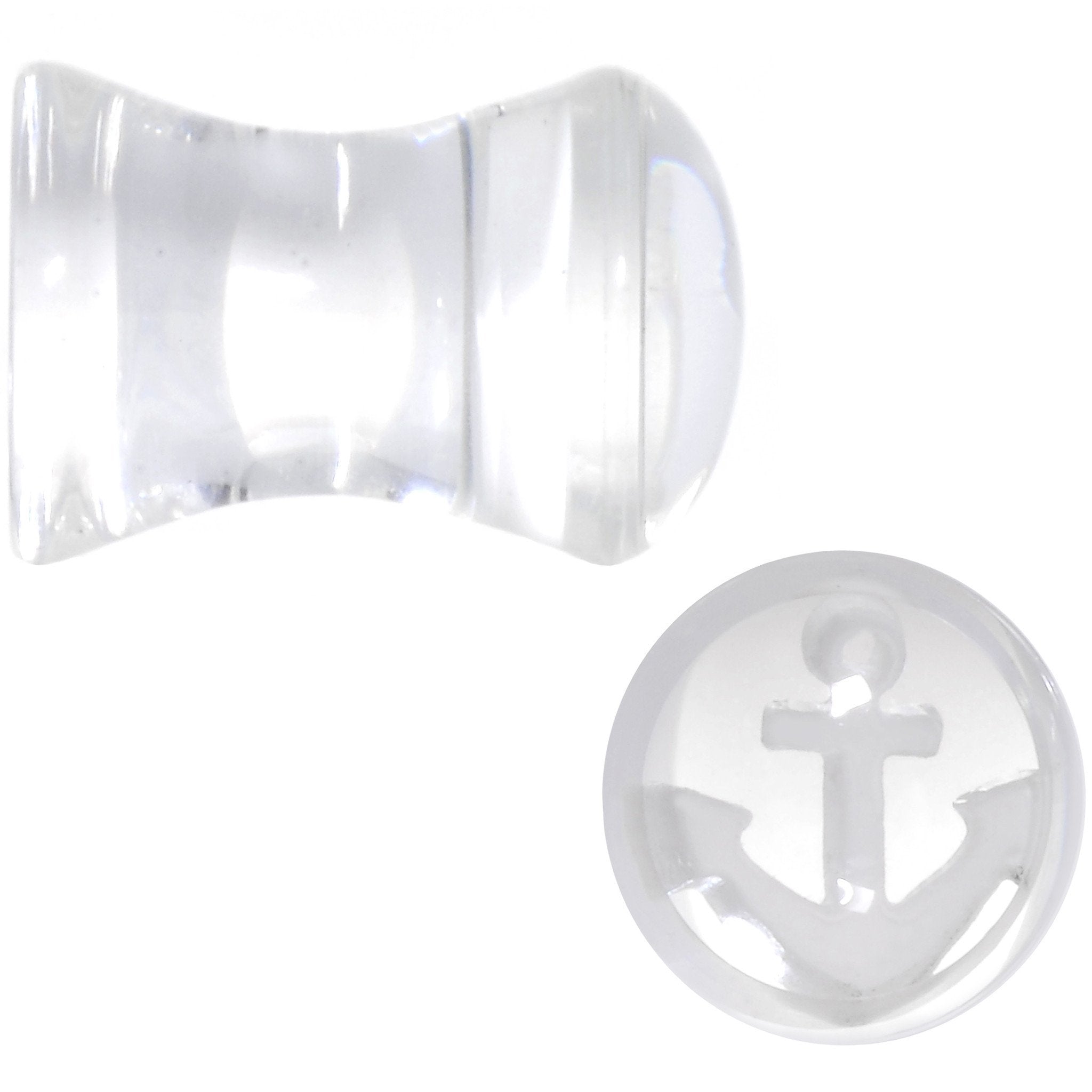 White Anchor Clear Acrylic Saddle Plug Set Available in Sizes 6mm to 20mm