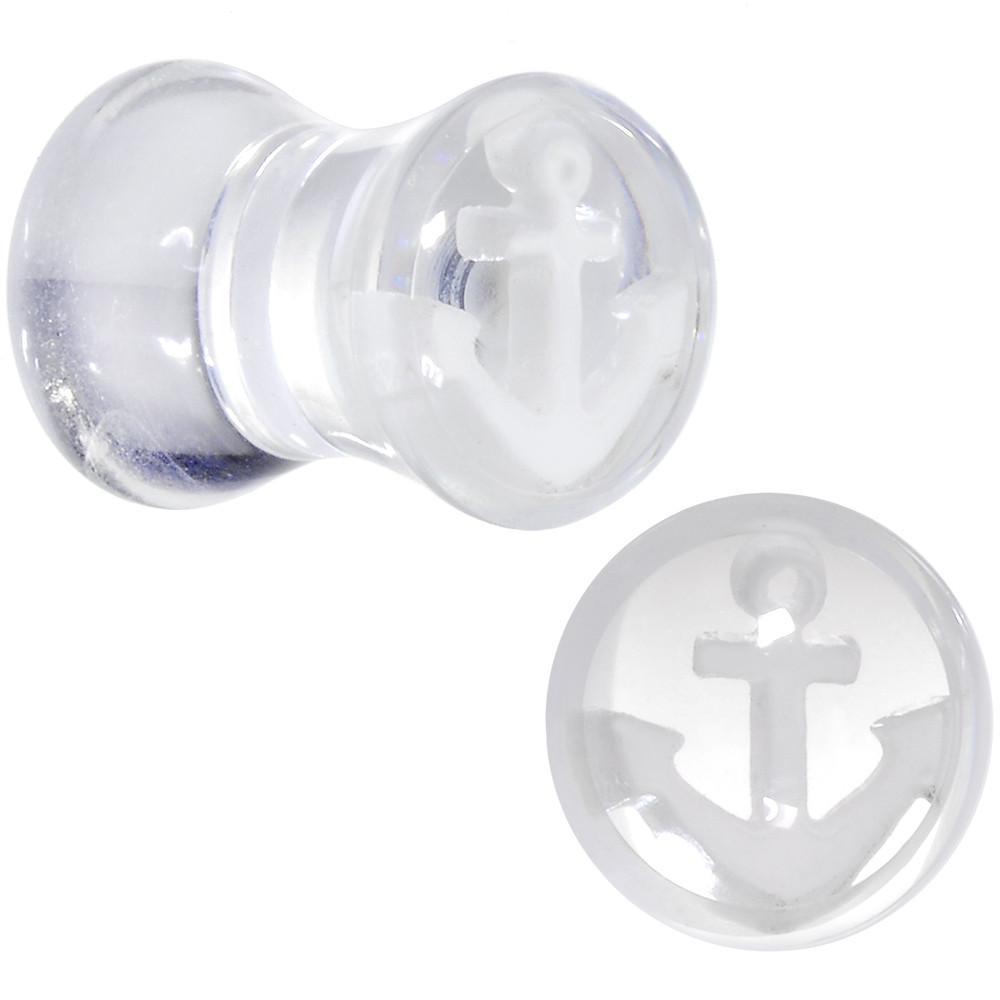 White Anchor Clear Acrylic Saddle Plug Set Available in Sizes 6mm to 20mm