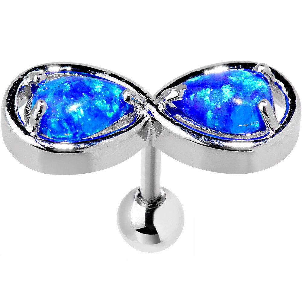 Stainless Steel Blue Faux Opal Infinity Tragus Cartilage Earring