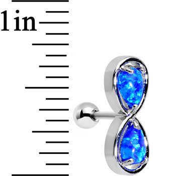 Stainless Steel Blue Faux Opal Infinity Tragus Cartilage Earring